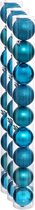 27x stuks kerstballen turquoise blauw glans en mat kunststof diameter 6 cm - Kerstboom versiering