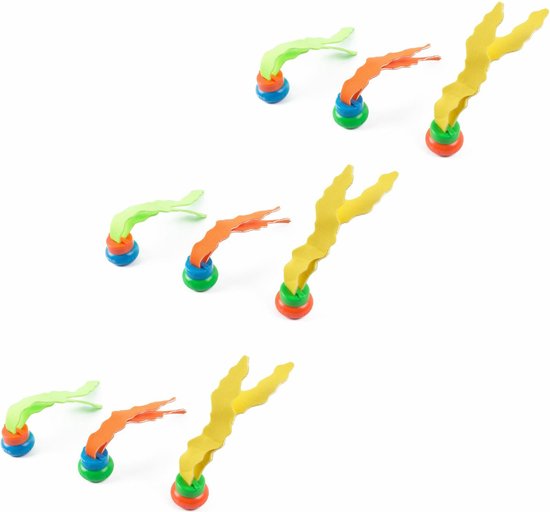 Set de 9x algues en plastique colorées - speelgoed de piscine - Jouets aquatiques - Jouets de plongée