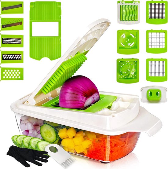 Coupe-légumes multifonctionnel de Luxe avec balance - Mandoline - Coupe-oignons - Coupe-frites - Coupe-légumes avec tapis antidérapant