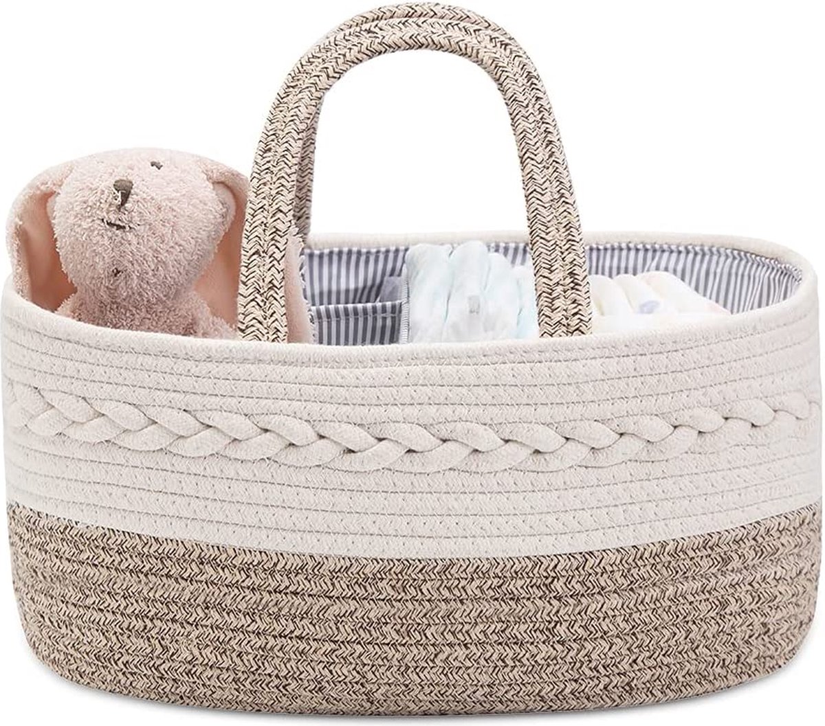 Goedkoopste Kraammand - Baby Mand - Met drie vakken - Babyshower - Kraamcadeau meisje of jongen - Mooi, praktisch en overzichtelijk