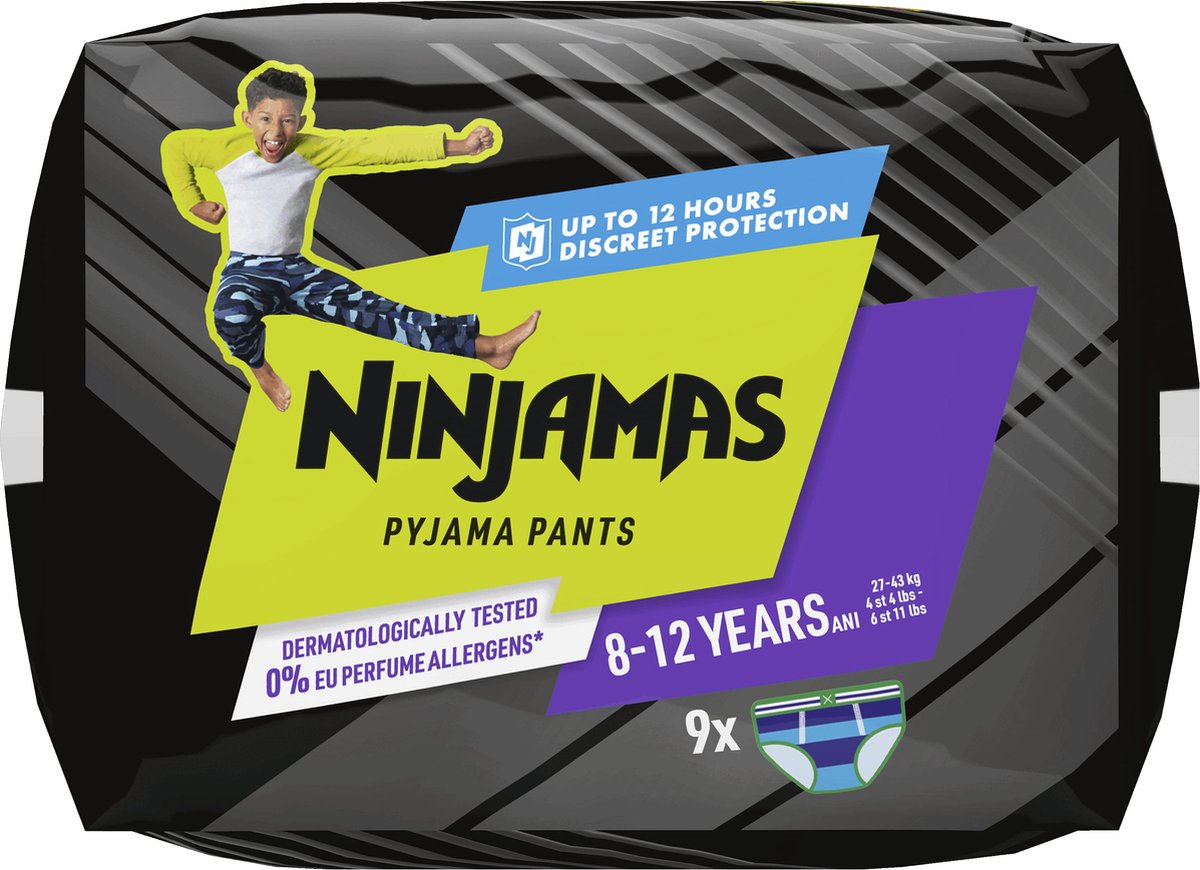 NINJAMAS Couches culottes pyjamas pack mensuel, 8-12 ans, 54
