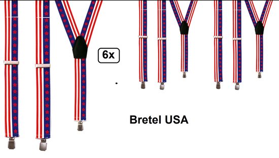 6x Bretel Amerika - Stars and stripes USA festival thema feest party bretels