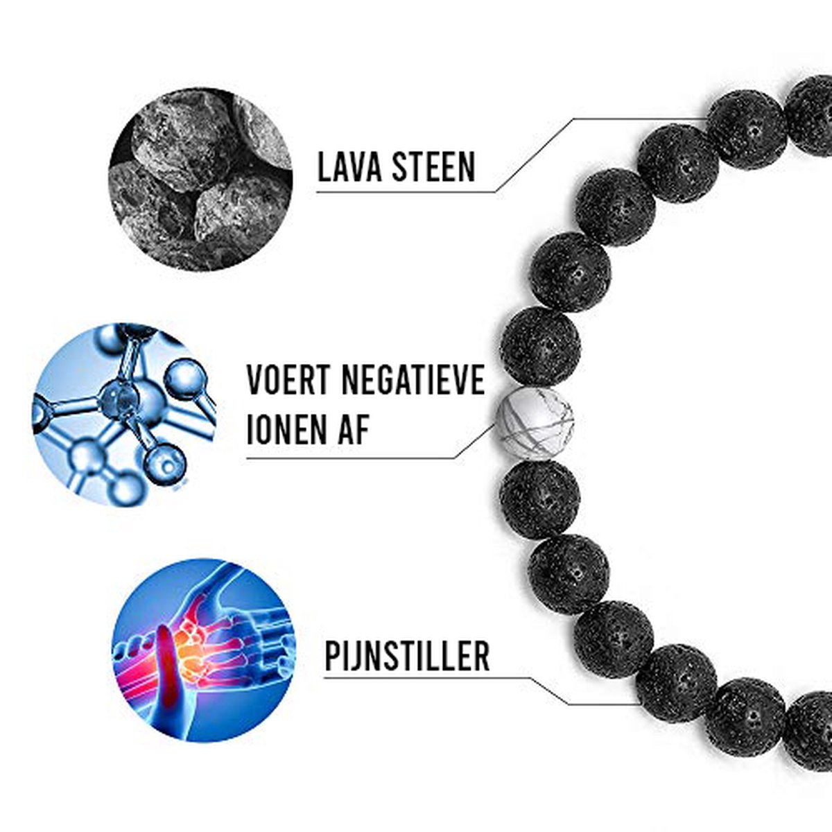 Kralen Armband Natuursteen voor Heren en Dames Set van 2 Armbandjes — afbeelding 3