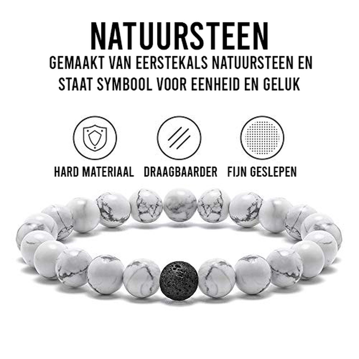 Kralen Armband Natuursteen voor Heren en Dames Set van 2 Armbandjes — afbeelding 2