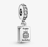 Fler® | 925 Sterling Zilver Bedel | Happy Birthday | Past op populaire bedel armbanden | armbandbedel | Verjaardag Charm | Charm Bead