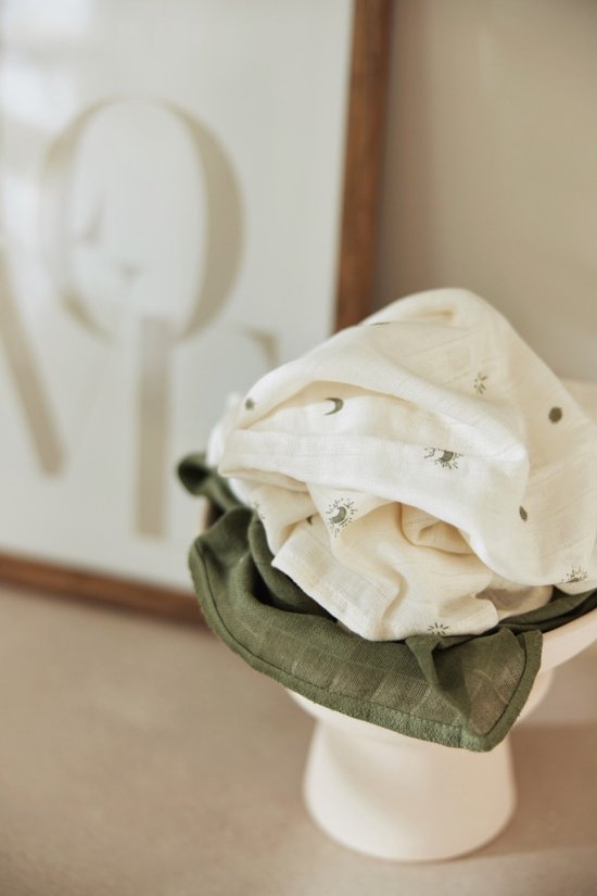 Jollein Hydrofiele Doek Small 70x70cm Stargaze - Leaf Green - 3 Stuks — afbeelding 2