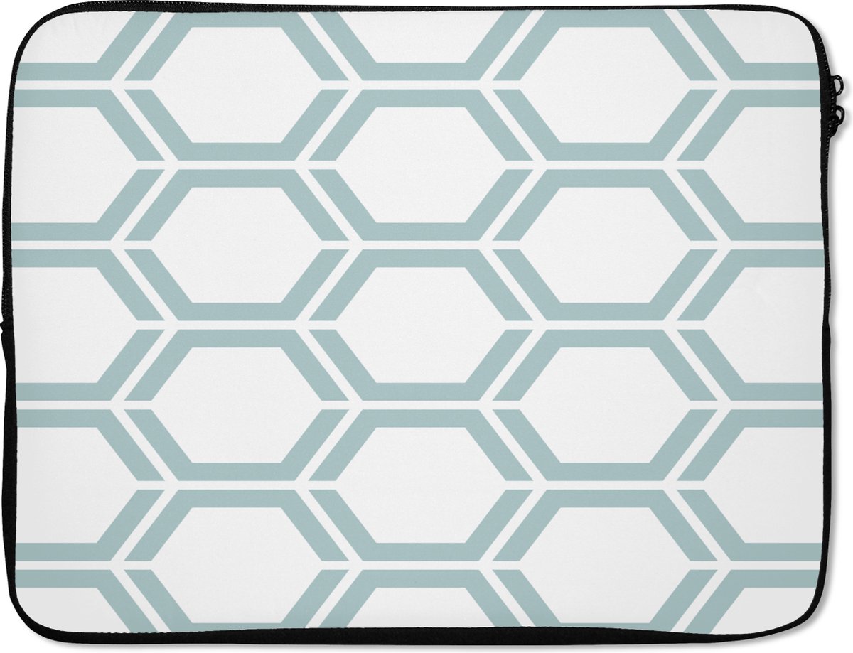 Laptophoes - Laptoptas - Patronen - Hexagon - Design - Groen - 17 Inch - Sleeve laptop - Laptop