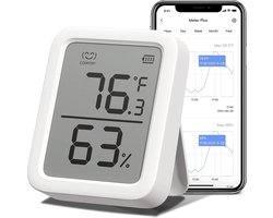 NaSK - Thermometer Hygrometer, Bluetooth Digitale Temperatuur Vochtigheid Sensor met Smart Alert & Data Opslag, LCD Scherm Digitale Thermo Hygrometer voor kamertemperatuur Kelder Garage