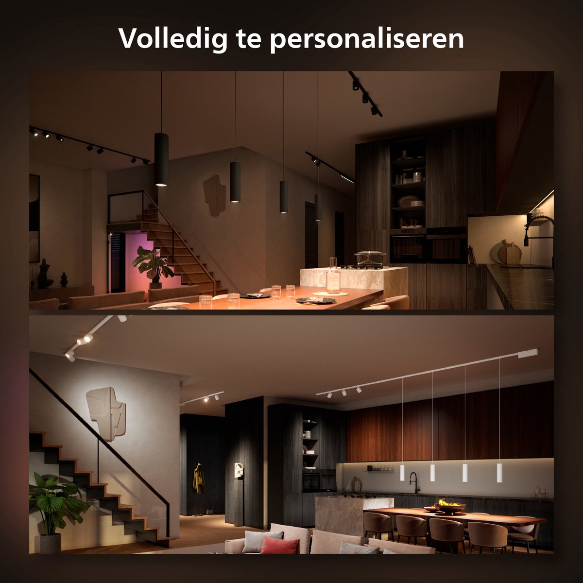 Philips Hue Perifo railverlichting plafond - wit en gekleurd licht - 3 hanglampen - zwart - basisset — afbeelding 4