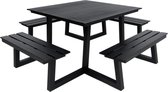 MaximaVida vierkante aluminium picknicktafel Dex 215 cm zwart - lage instap