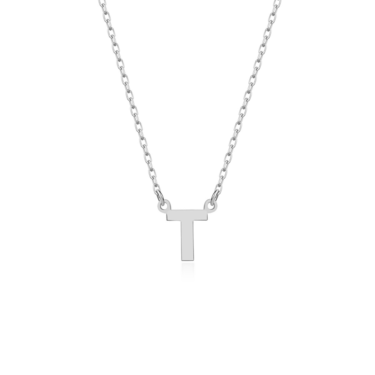 Letter T Initial Ketting Zilver (925 sterling) Trendy Minimalistisch Combi Bedel Zilverkleurig Dames Meisje | Cadeau Voor Vrouw