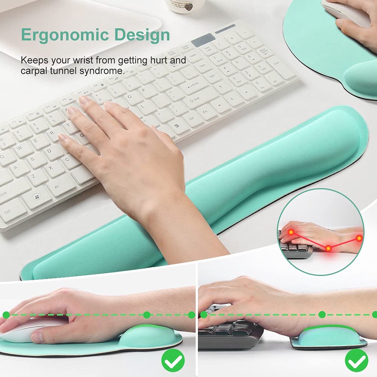 Ergonomische polssteun, toetsenbord met 15° kanteling en