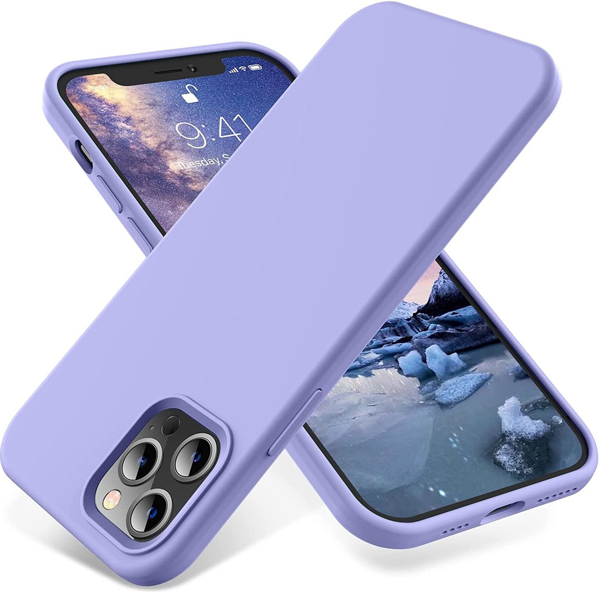 Hoesje Geschikt voor iPhone 14 Pro – Liquid Siliconen Backcover – Lila