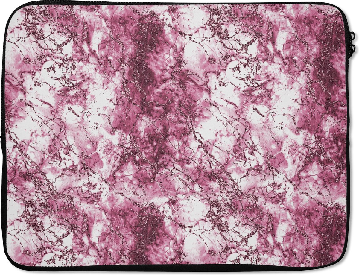 Laptophoes - Marmer print - Stenen - Roze - Laptoptassen - Laptophoezen - Sleeve laptop - 17 Inch - Laptop