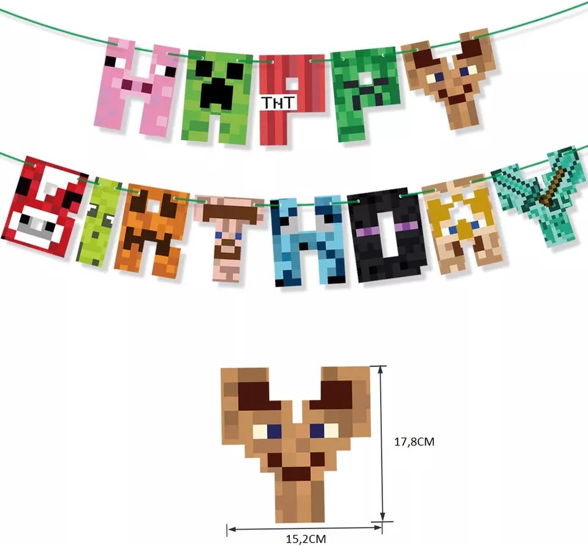 Guirlande de 8 fanions FSC® - 2,3 m - Minecraft™ - Jour de Fête