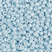 Rocailles, lichtblauw, d 3 mm, afm 8/0 , gatgrootte 0,6-1,0 mm, 25 gr/ 1 doos