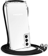 LuxeBass Hoesje geschikt voor Samsung Galaxy S22 5G met koord - draagriem - nek - kettinghoesje - Antishock - Transparant