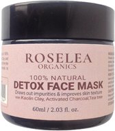 Roselea Organics - Gezichtsmasker Detox is een 100% natuurlijk mineraal gezichtsmasker dat de huid op milde wijze ontgift en reinigt. Geformuleerd met een mix van bentoniet klei, kaolien klei, actieve kool en Tea tree - 60g