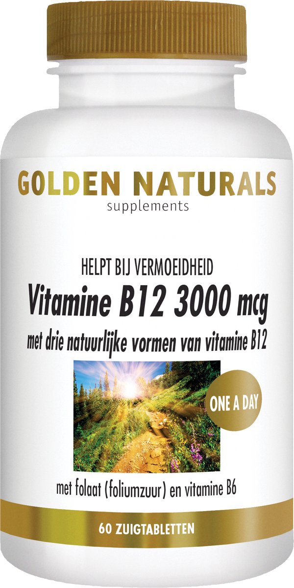 Goedkoopste Golden Naturals Vitamine B12 3000mcg (60 veganistische zuigtabletten