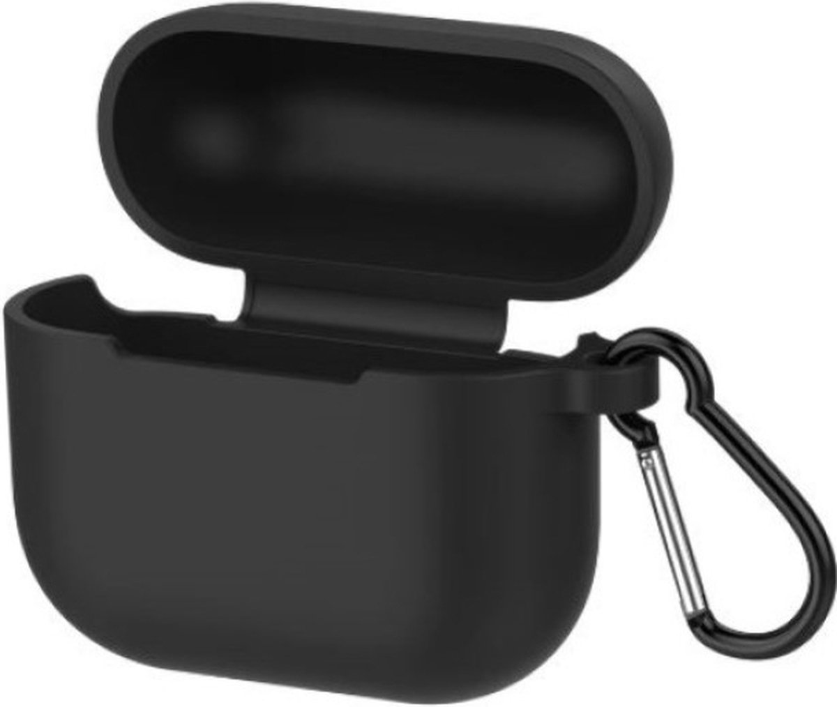 Siliconen case - geschikt voor airpods 3 - met karabijnhaak - zwart