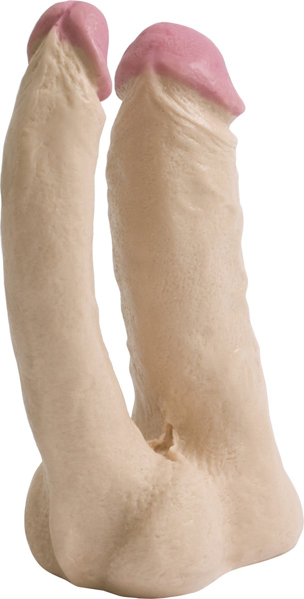 Goedkoopste Doc Johnson Vac-U-Lock dubbele dildo - voorbinddildo Natural Double Penetratorkin wit - 16 cm