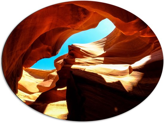 WallClassics - Dibond Ovaal - Antelope Canyon - 80x60 cm Foto op Ovaal (Met Ophangsysteem)