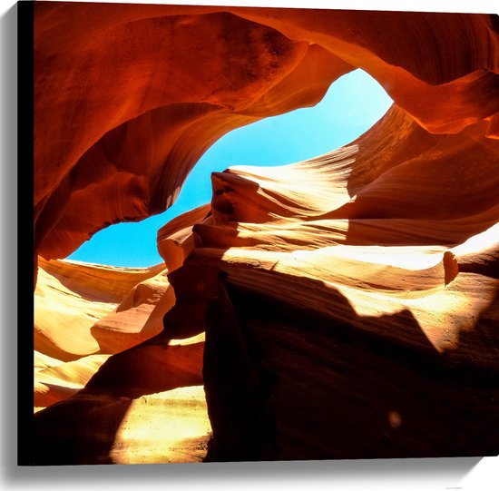 WallClassics - Canvas  - Antelope Canyon - 60x60 cm Foto op Canvas Schilderij (Wanddecoratie op Canvas)