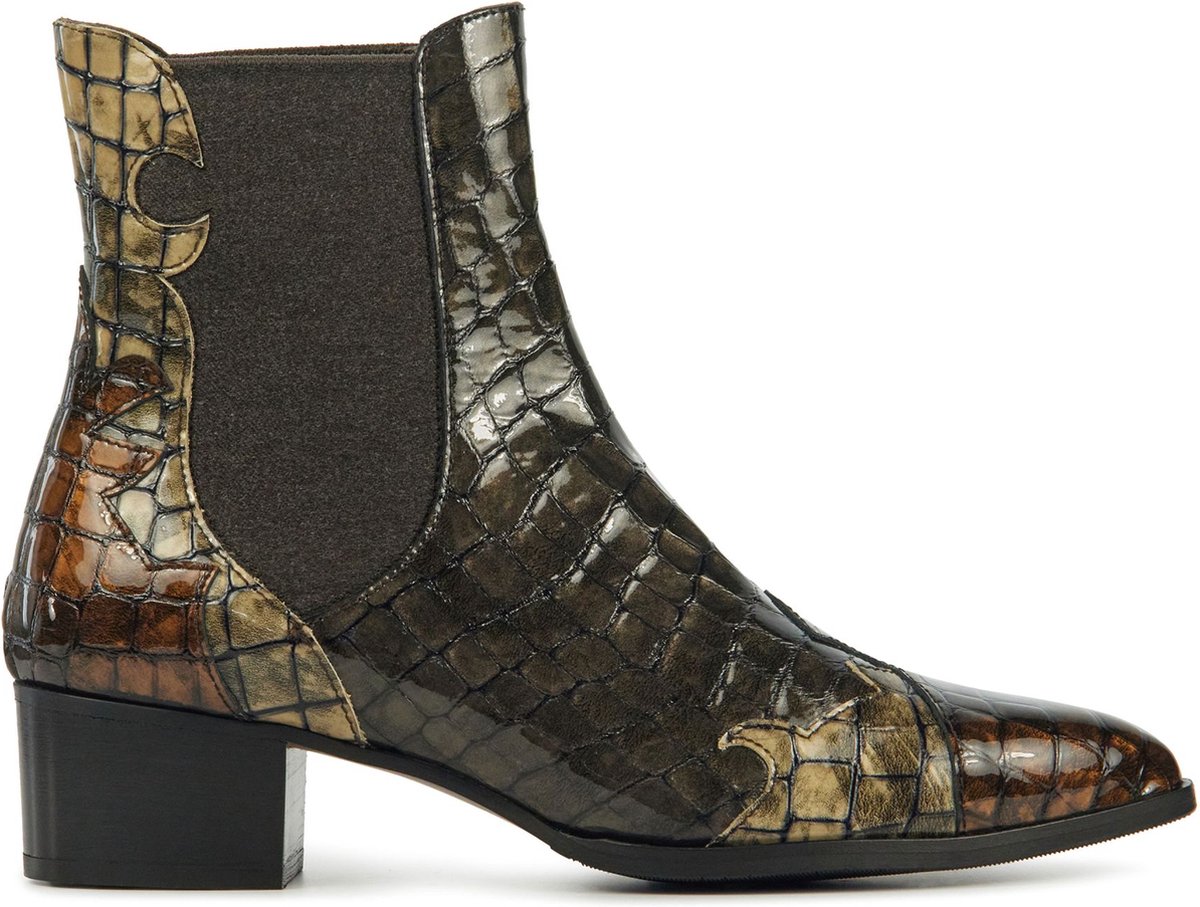 Pertini Chelsea boots Dames / Laarzen / Damesschoenen - Suède - Crocoprint - 30961 - Bruin - Maat 40