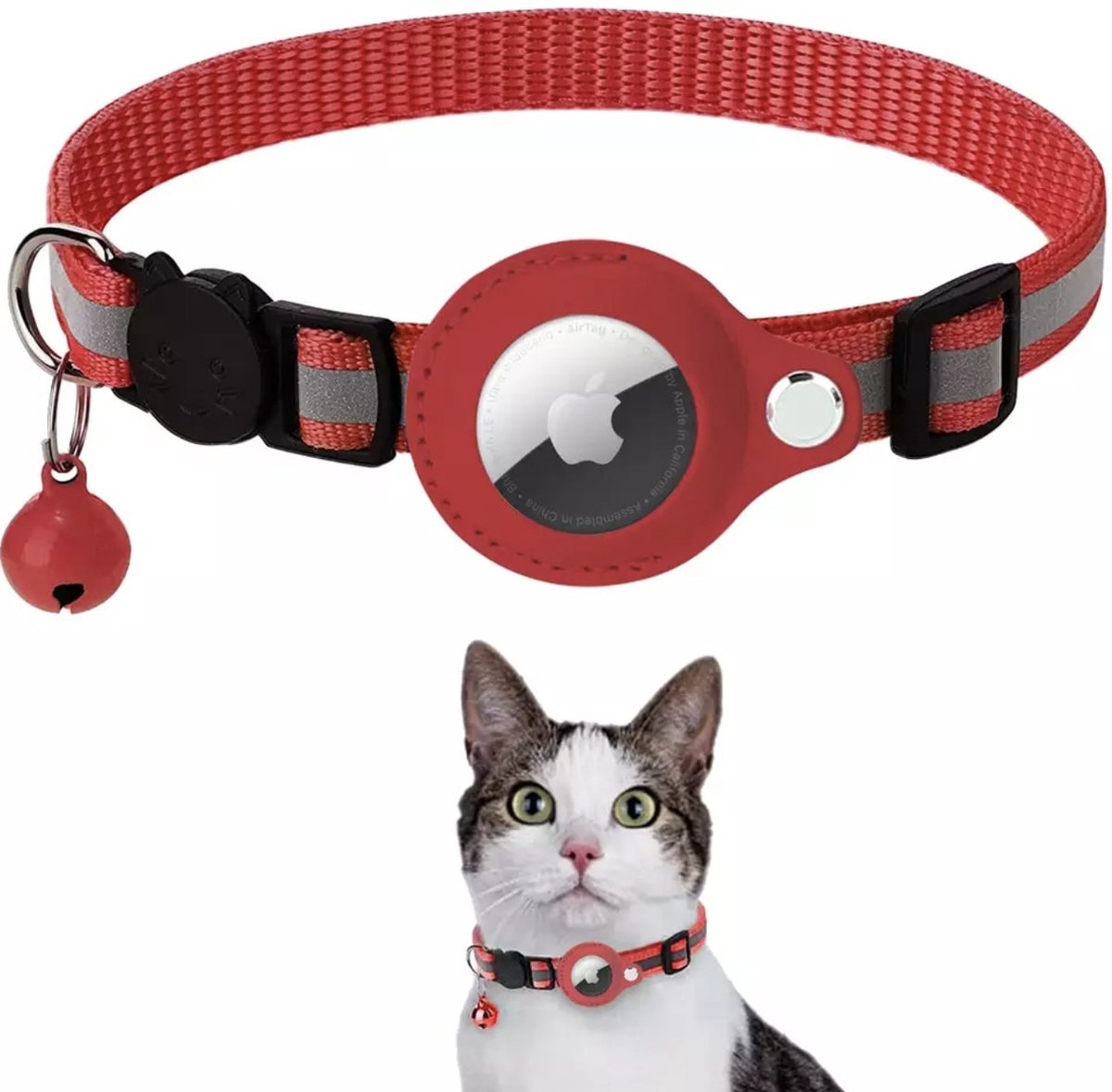 Consumerce® Premium AirTag Halsband voor Katten Rood GPS Tracker