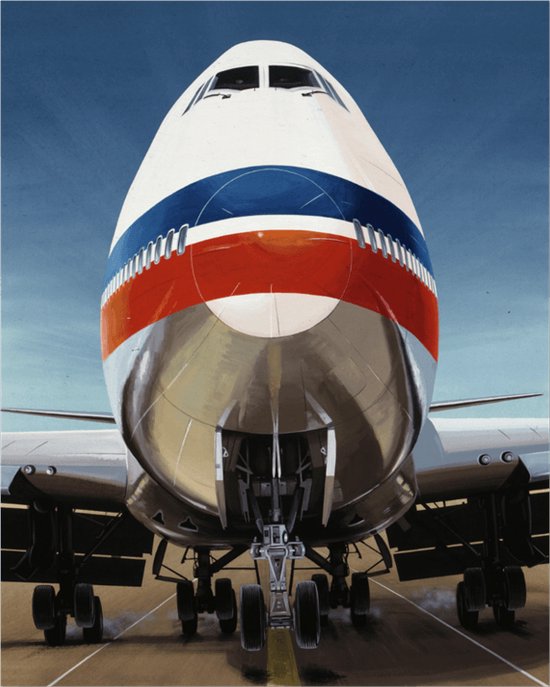 Thijs Postma - TP Aviation Art - Poster - Boeing 747 Jumbo Jet Landing - 40x50cm