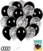 Festivz 40 stuks Zwart  Ballonnen met Lint – Decoratie – Feestversiering - Papieren Confetti – Black - Black Latex - Verjaardag - Bruiloft - Feest
