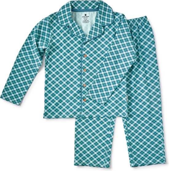 Pyjama Little Label Garçons Taille 92/2A - bleu, vert - Carreaux - Pyjama Enfant - Katoen BIO doux