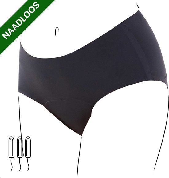 Bamboozy Menstruatie Ondergoed Hipster Naadloos 4-laags Emma Zwart Period Underwear Menstrueren Incontinentie Zero Waste