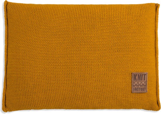 Knit Factory Uni Sierkussen - Oker - 60x40 cm - Kussenhoes inclusief kussenvulling