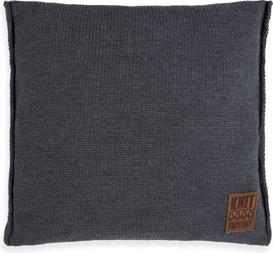 Knit Factory Uni Sierkussen - Antraciet - 50x50 cm - Kussenhoes inclusief kussenvulling