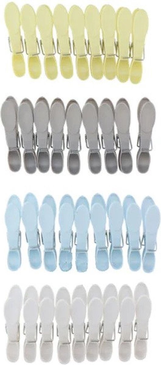 Goedkoopste Wasknijpers - 36 Stuks - Grijs / Wit / Lichtblauw / Geel - Kunststof - Stevig - Wassen - Ophangen - Multicolor