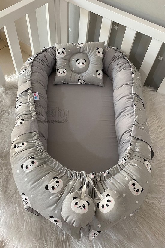 Jaju Baby Babynestje en Hoofdkussen Organische Katoen Antibacterieel Babynestje. bol