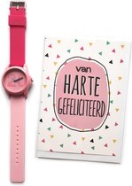 Wenskaart Van Harte Gefeliciteerd + Verjaardag Horloge 20 jaar -HOR-20-ROZE