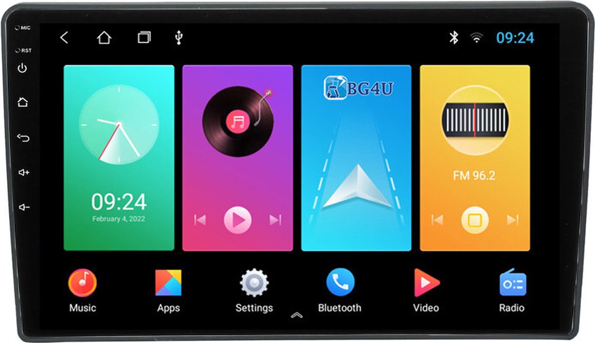 BG4U - Navigatie radio Peugeot 308 2014-heden, T9, Android OS, Apple Carplay, 9 inch scherm, Canbus, GPS, Wifi, OBD2, Bluetooth, 3G/4G