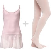 Balletpakje + Balletpanty Set | Balletkleding Meisjes | Kinderen | Balletpakje Papillon | Roze | Maat 104 | 4 jaar