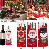 Kerst Wijnfles Decoratie Set + Gratis Lint (3 stuks)