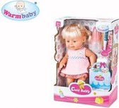 Babypop met haar - roze jurk - traantjes