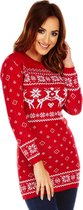 Foute Kersttrui "Lieve Rendieren Rood" voor Vrouwen | Dames - Kerstjurk - Lange Kersttrui - Christmas Sweater Maat XXXL