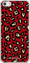 iPhone 5/5S/SE hoesje siliconen - Luipaard rood | Apple iPhone 5/5s/SE case | TPU backcover transparant