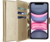 iphone 11 hoesje - iphone 11 case goud book cover leer wallet - hoesje iphone 11 apple - iphone 11 hoesjes cover hoes