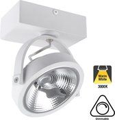 Opbouw LED Spot AR111, 15w, 800 Lumen, 3000K Warm Wit, Dimbaar, Wit Armatuur