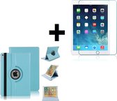 iPad 2019 Hoesje -10.2 inch - iPad 2019 Screenprotector - Draaibare Book Case Bescherm Cover Turquoise + Screenprotector Tempered Glass