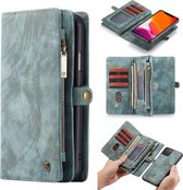 2 in 1 Leren Wallet + Case - iPhone 11 Pro Max 6.5 inch - Blauw - Caseme