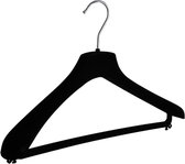 De Kledinghanger Gigant - 40 x Mantel / kostuumhanger kunststof velours zwart met schouderverbreding en broeklat, 40 cm