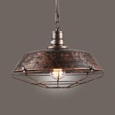 Stoere Robuuste Retro Industriële Hanglamp | Vintage Metalen Bar Cafe Style Hang Lamp | Inclusief Edison Filament Lichtbron | Kleur Roestkleur | Diameter 46 cm